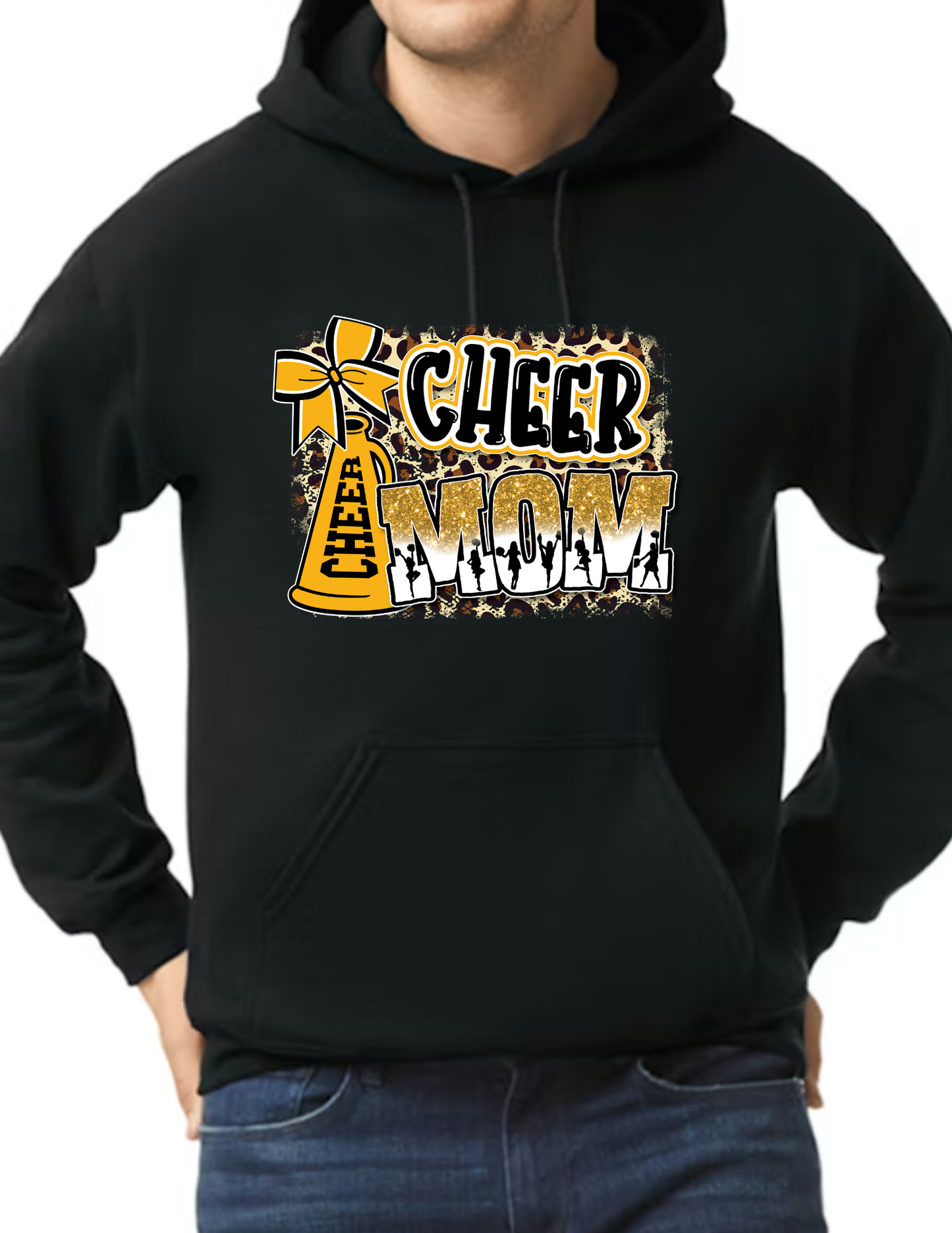 Cheer Mom Cheetah Print- Black (CUSTOMIZED NAME ON BACK)