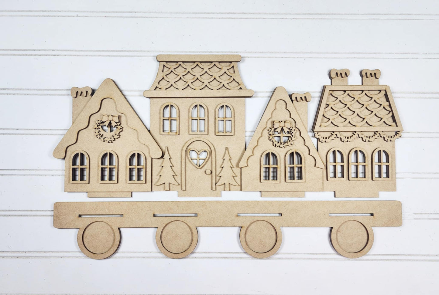 Victorian Gingerbread Christmas Mantle Sign with Tea Lights- Paint Party