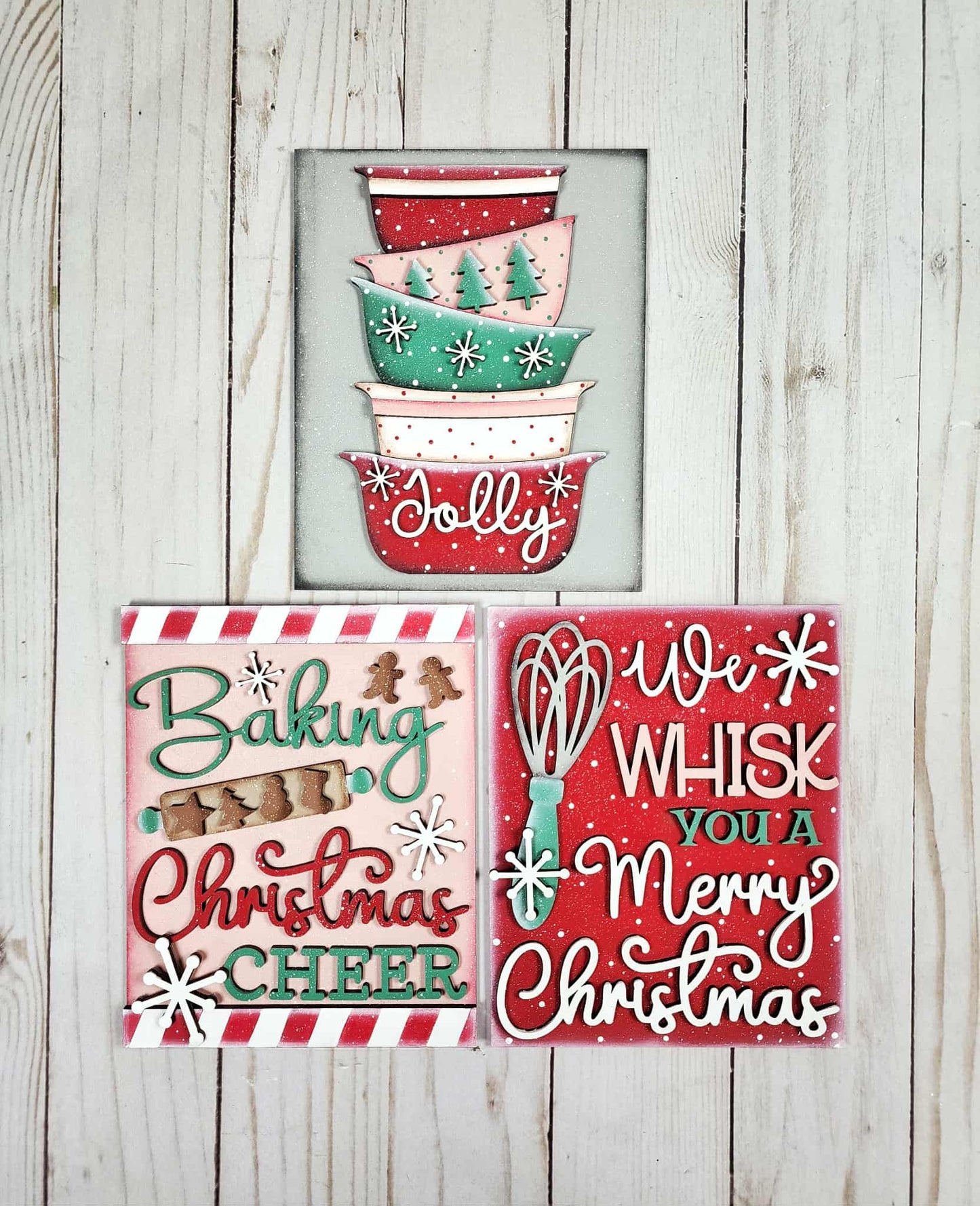 Christmas Baking Sign Trio with Stands OR Frames- Paint Party Kit