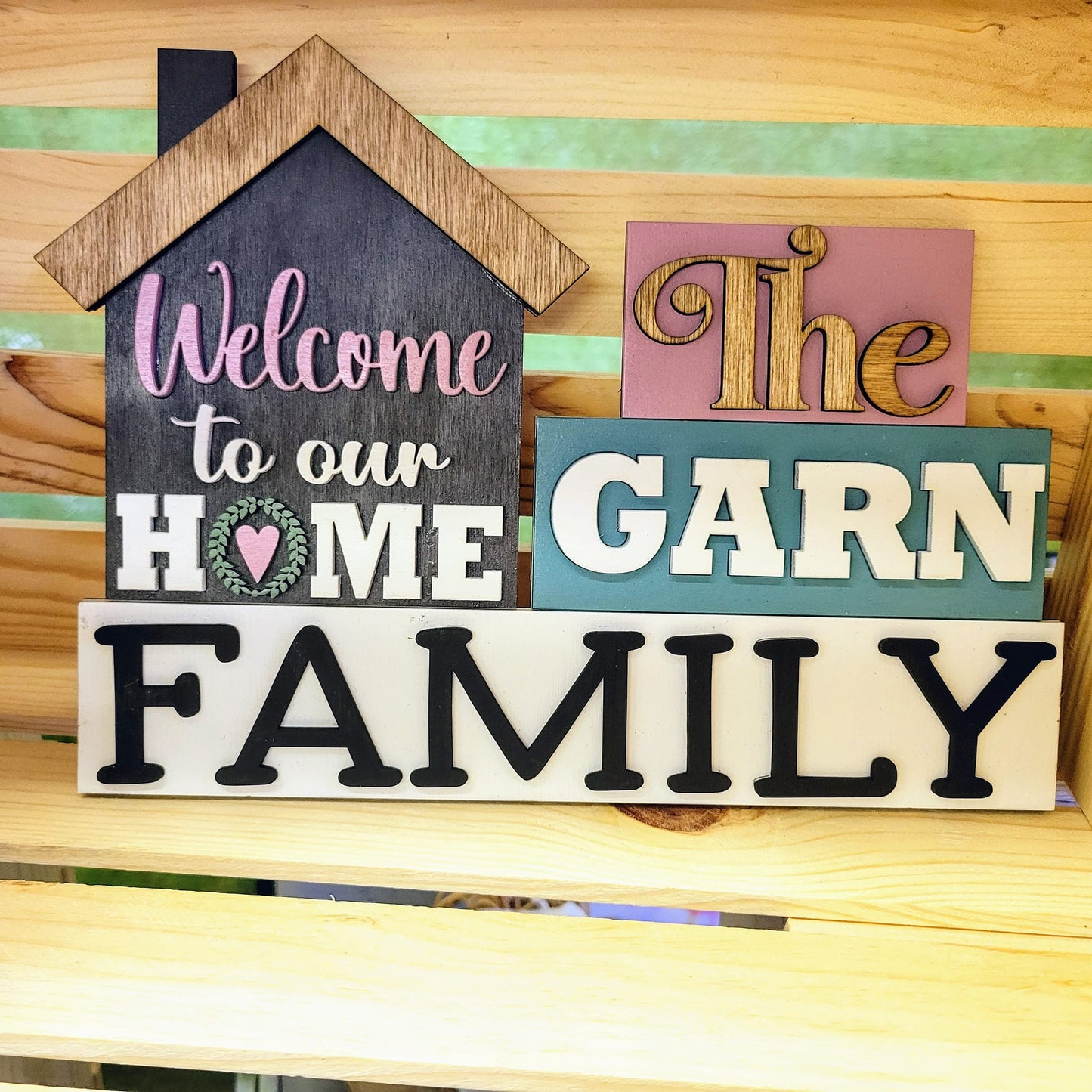 Welcome to Our Home "Custom" Family Shelf Sitter- Paint Party Kit