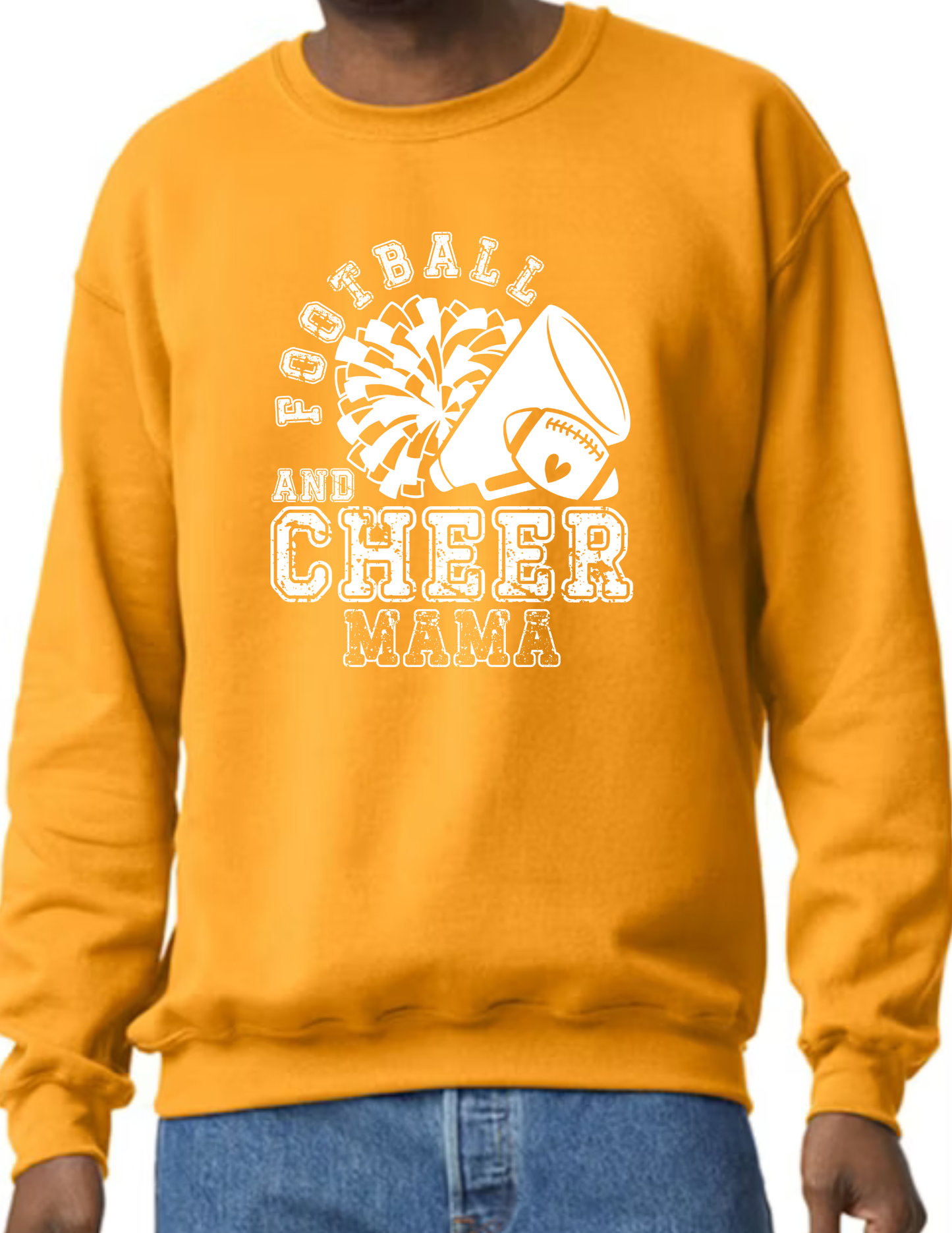 Football & Cheer Mom Throwback, White- Gold (CUSTOMIZED NAME ON BACK)