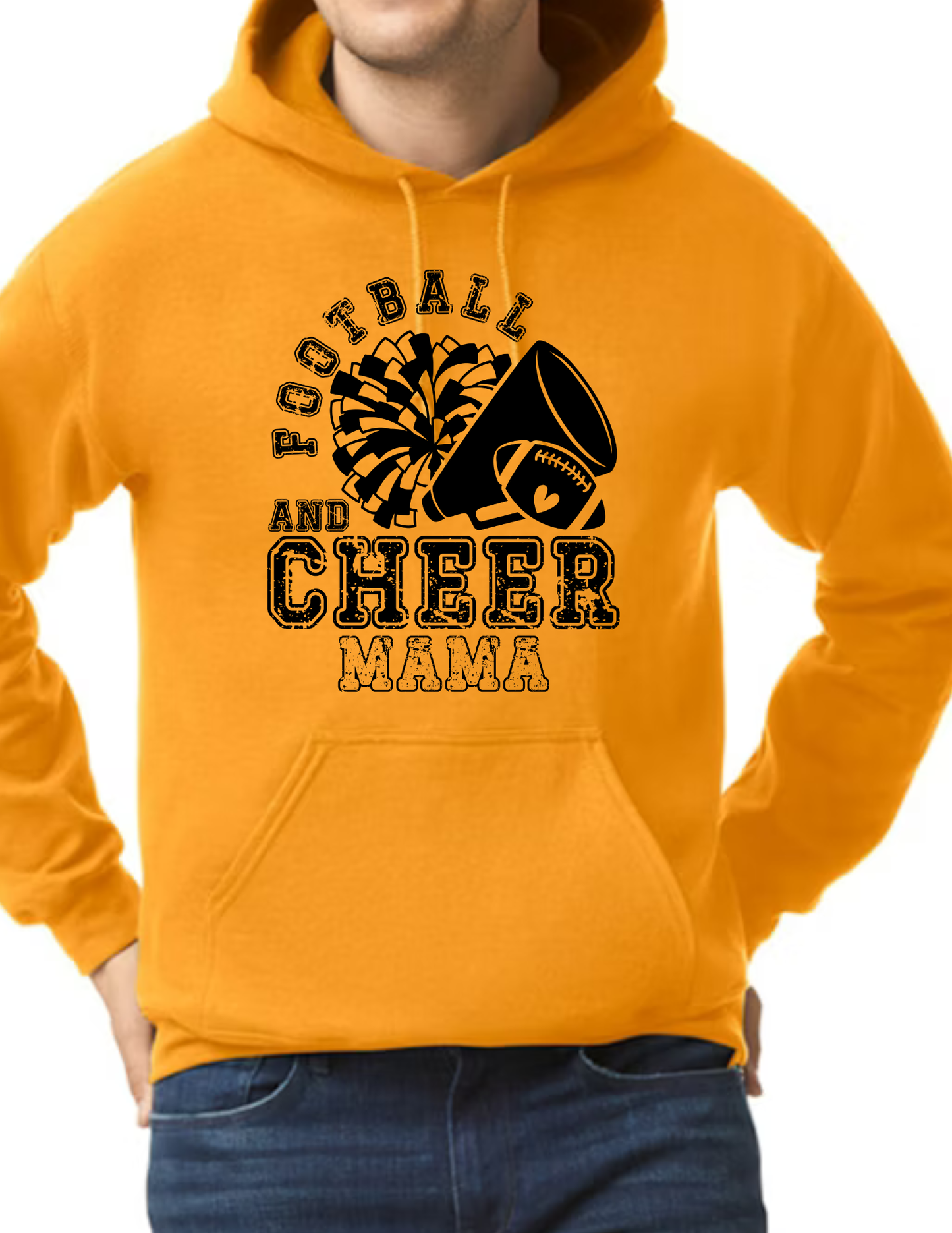 Football & Cheer Mom Throwback, Black- Gold