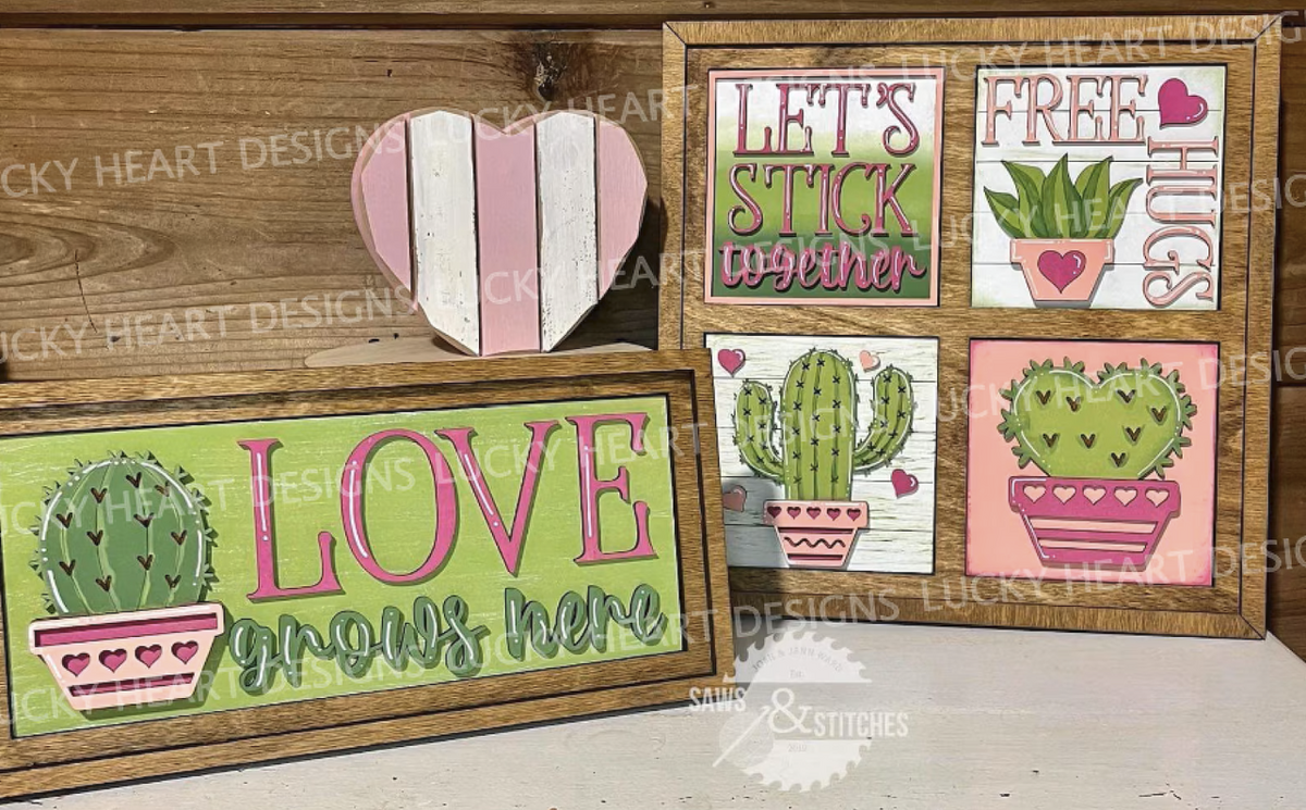 Lets Stick Together Succulent Framed Decor Set - DIY Blank