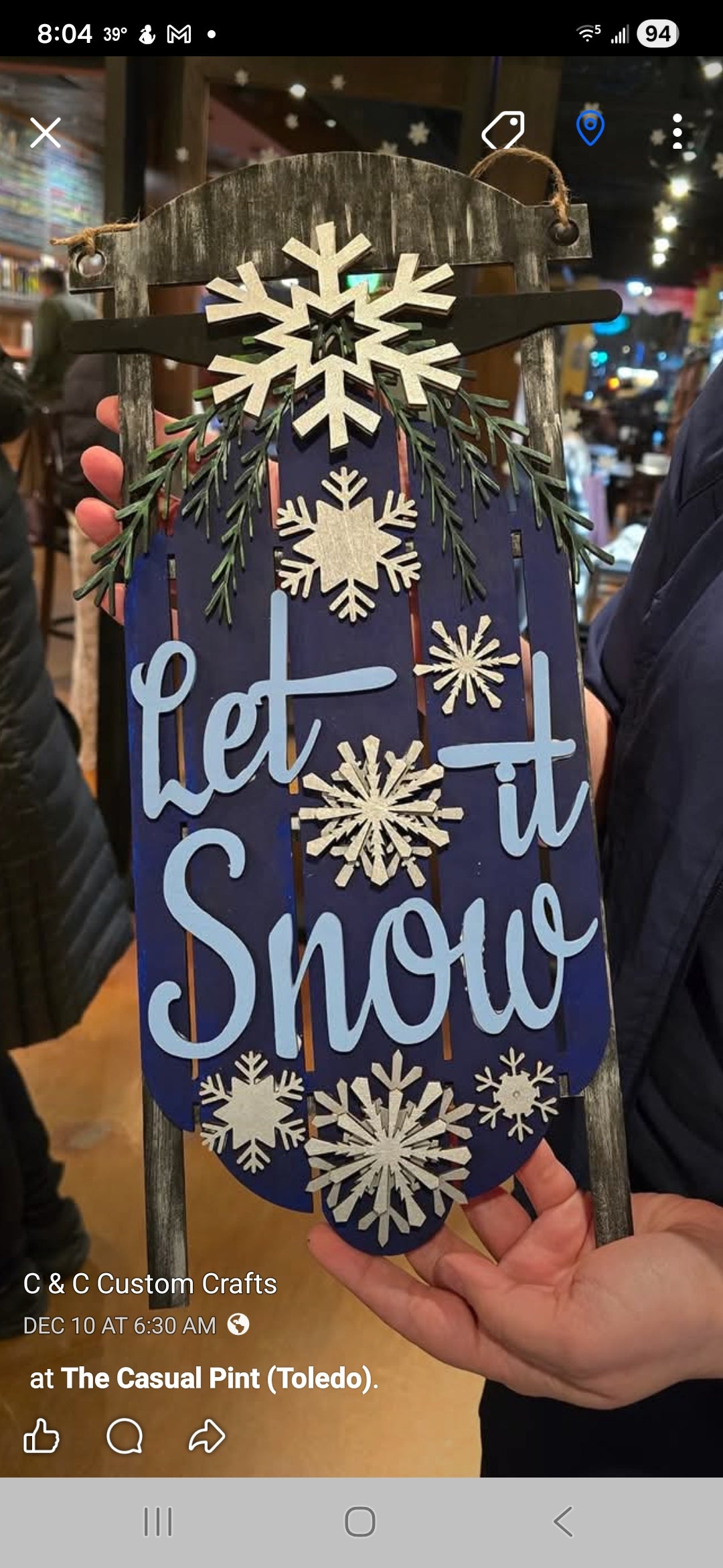 Let It Snow Sled Hanger- Paint Party