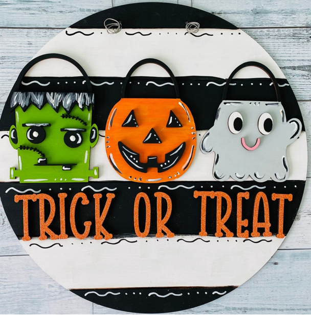 Trick or Treat Baskets Round- Paint Party Kit