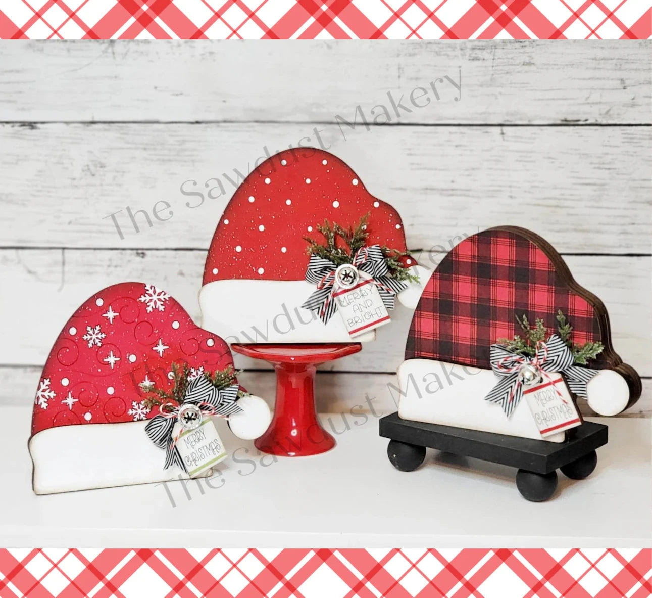 Santa Hat Shelf Sitter Trio- Paint Party