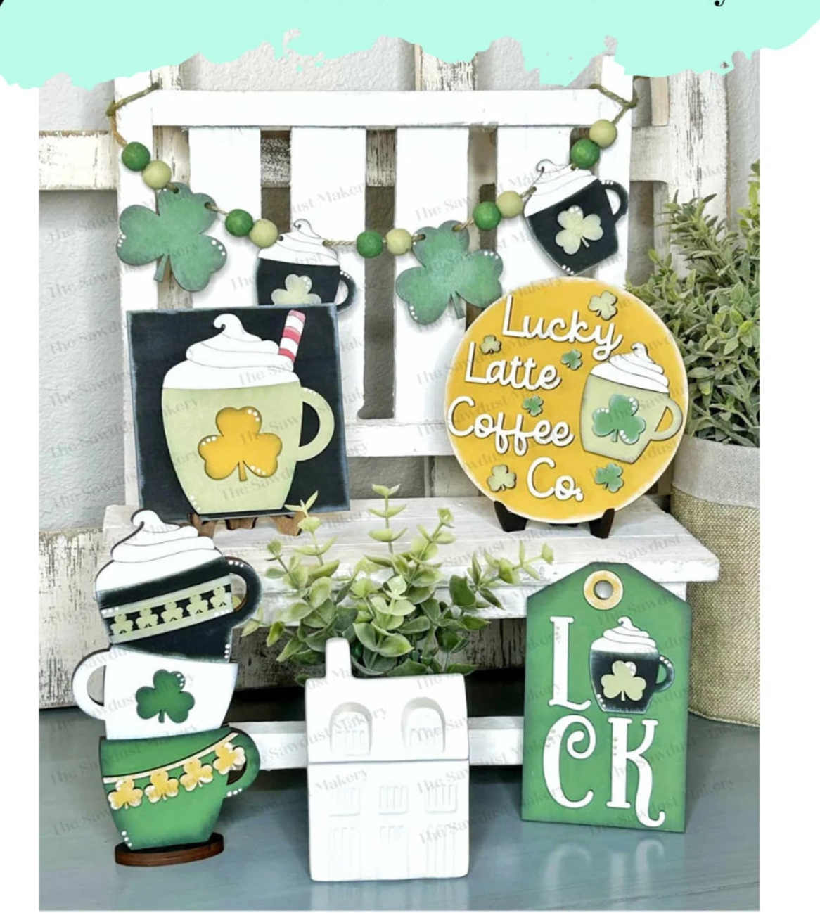 St Patrick's Irish Latte Tiered Tray Decor Set- DIY Blank