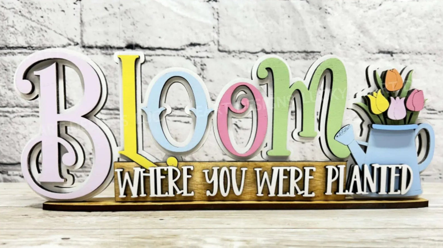 Bloom Where You Are Planted Shelf Sitter - Paint Party