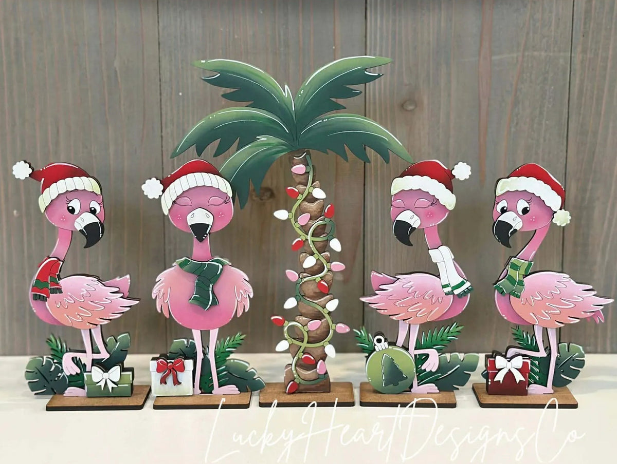 Christmas Flamingo Decor Set- Paint Party Kit