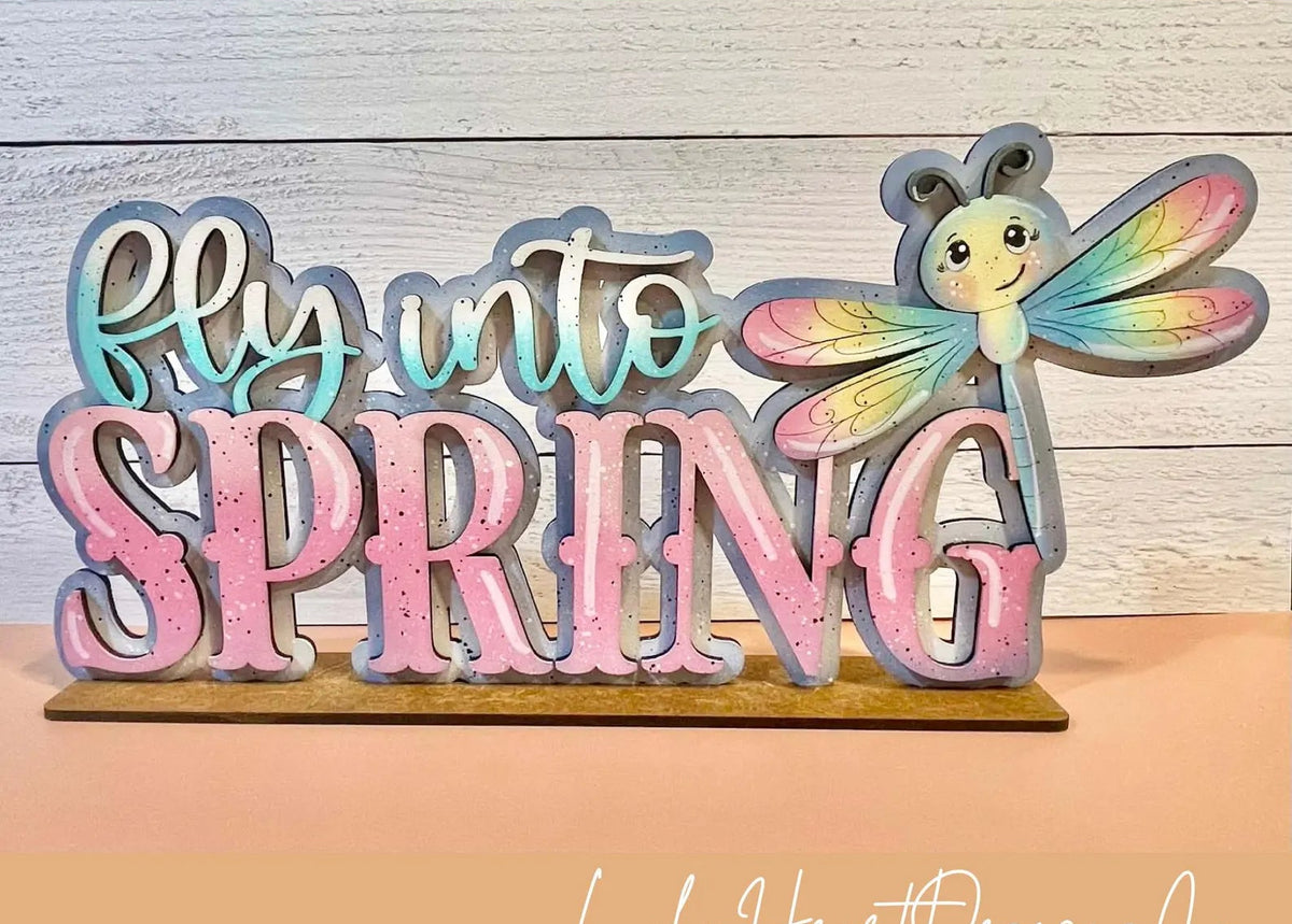 Fly Into Spring Dragonfly Shelf Sitter