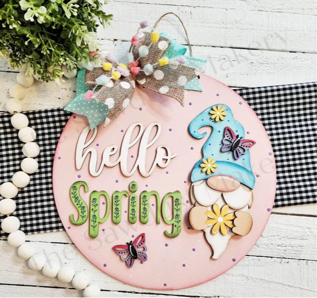 Hello Spring Gnome Round - Paint Party Kit