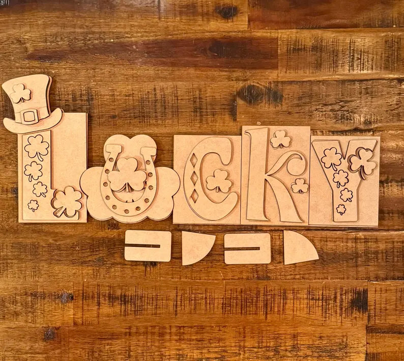 Lucky Word Block- Paint Party Kit