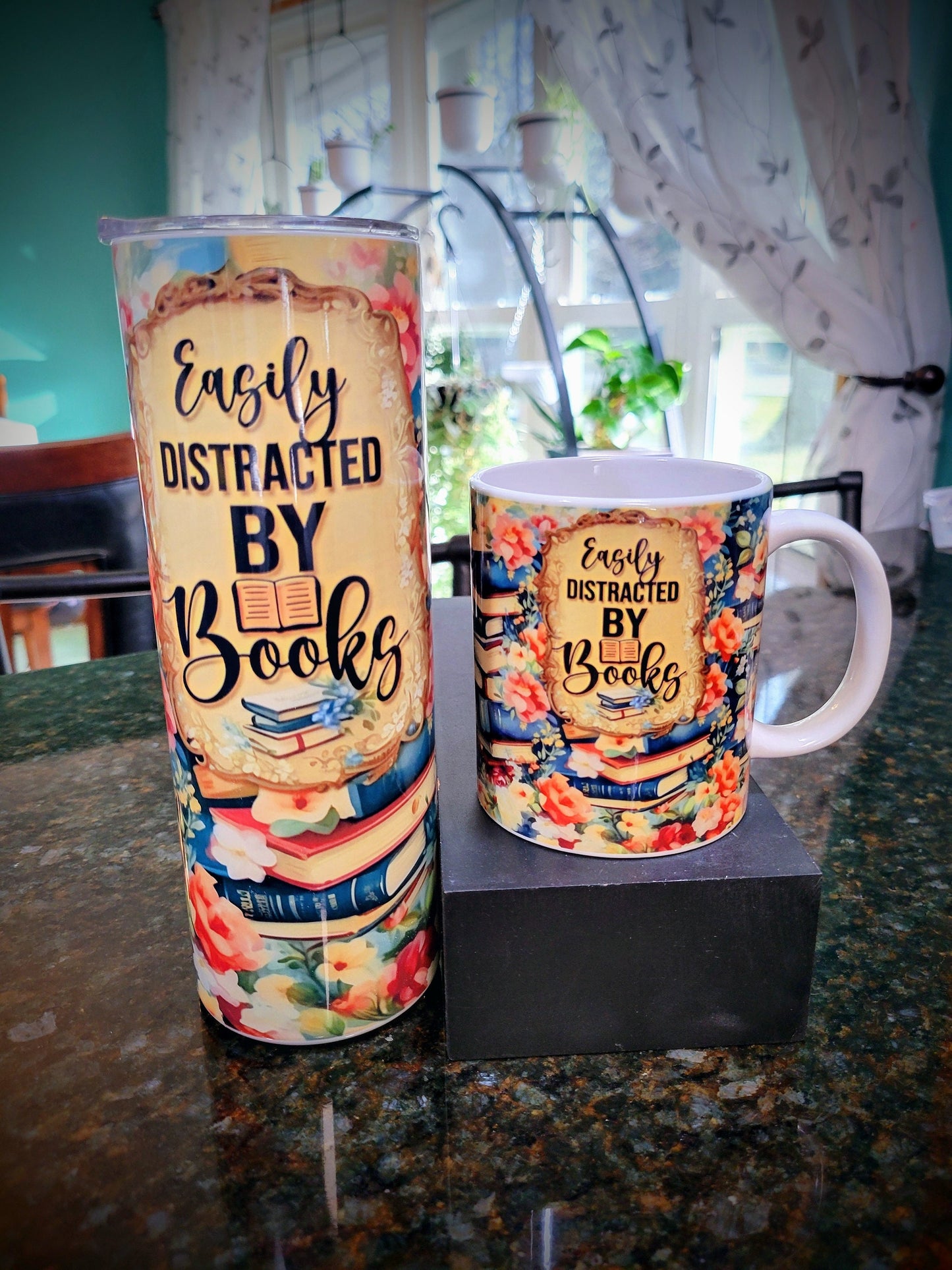 Easily destracted by Books 20oz Sublimated Tumbler