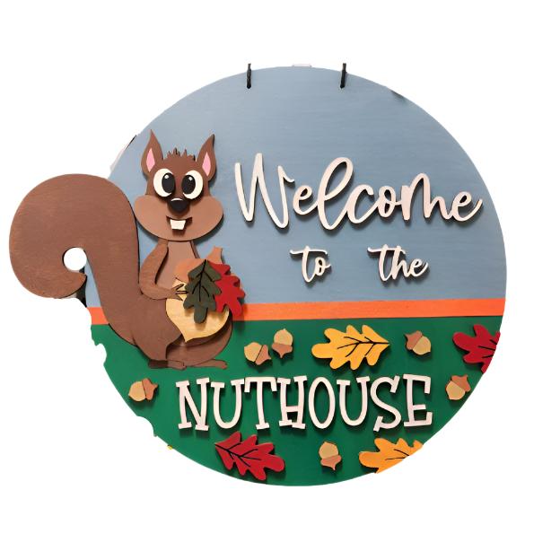 Welcome to the Nuthouse Squirl Round- Paint Party Kit