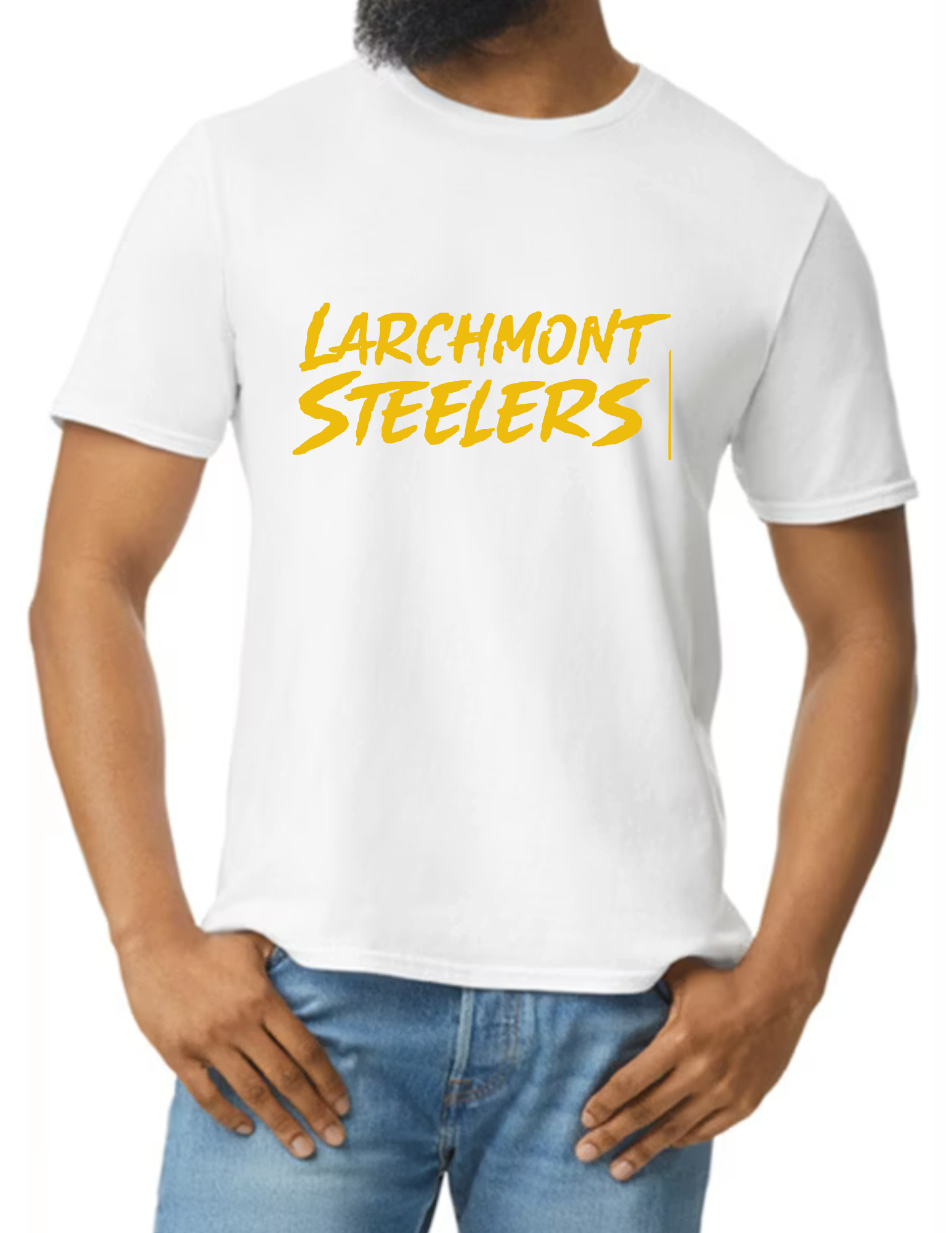 Larchmont Steelers Gold Font- White