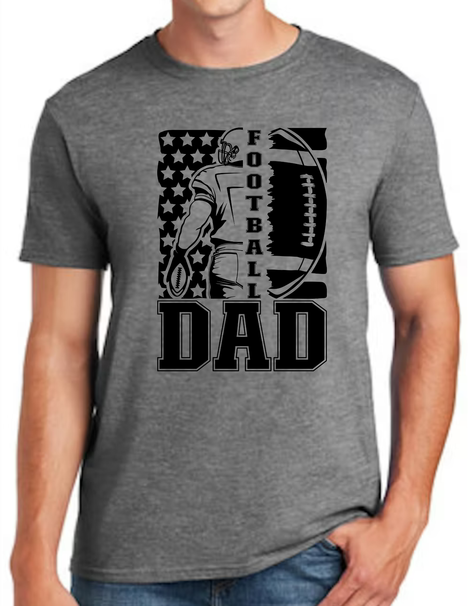 Football Dad Flag- Dark Grey(CUSTOMIZED NAME ON BACK)