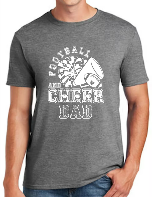 Football & Cheer Dad Throwback, White, Dark Grey (CUSTOMIZED NAME ON BACK)