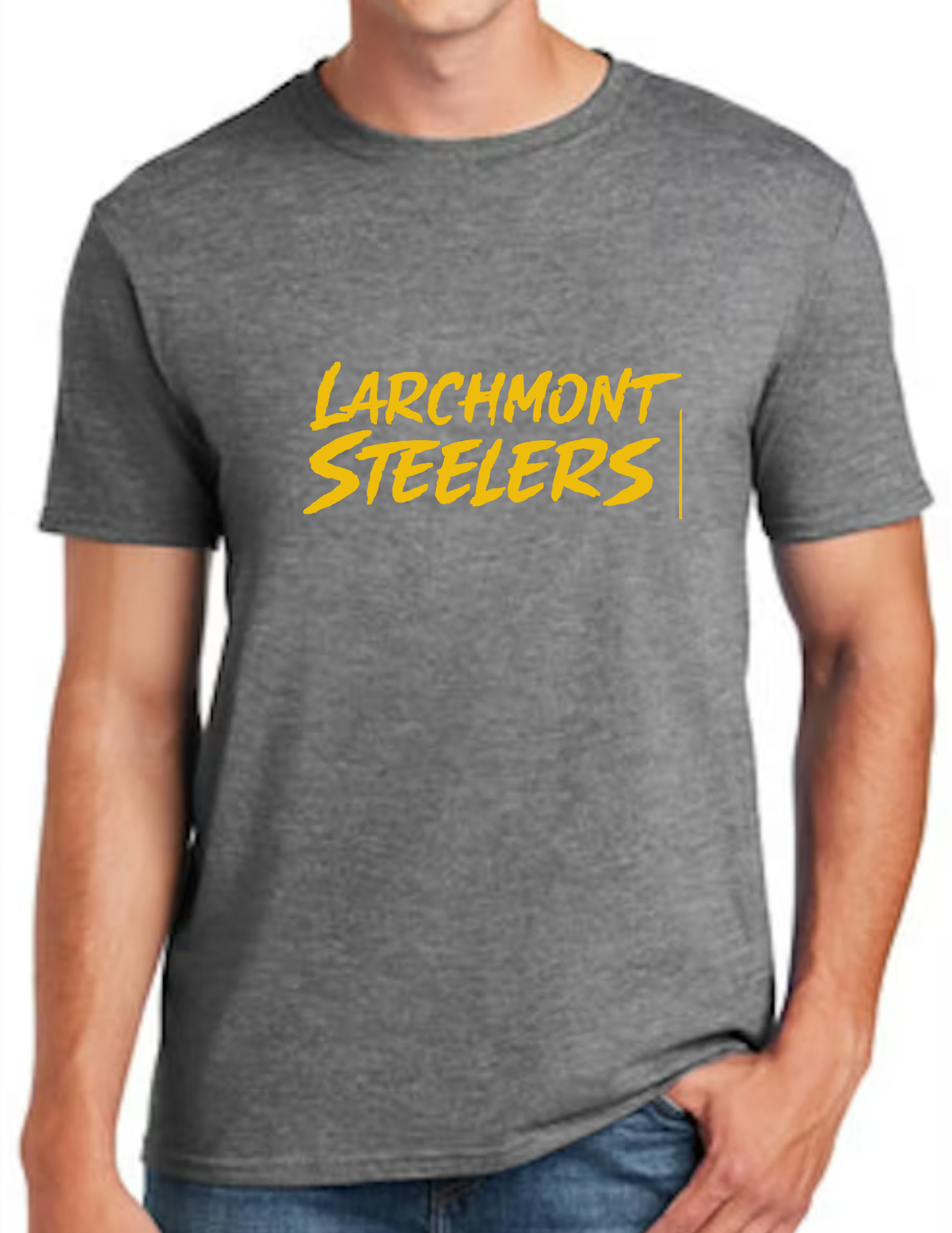 Larchmont Steelers Gold Font- Dark Grey