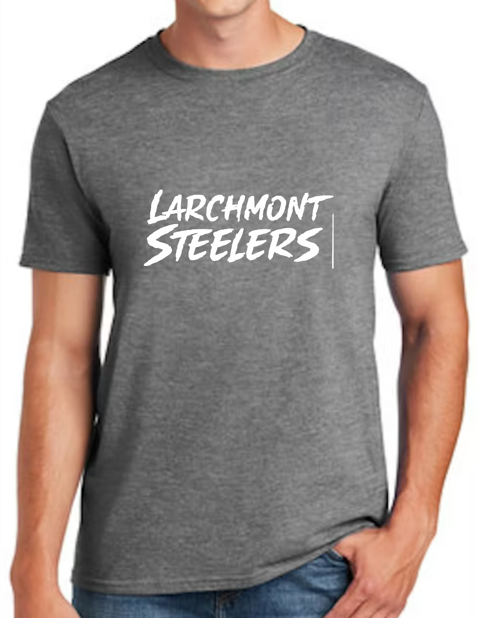 Larchmont Steelers White Font- Dark Grey