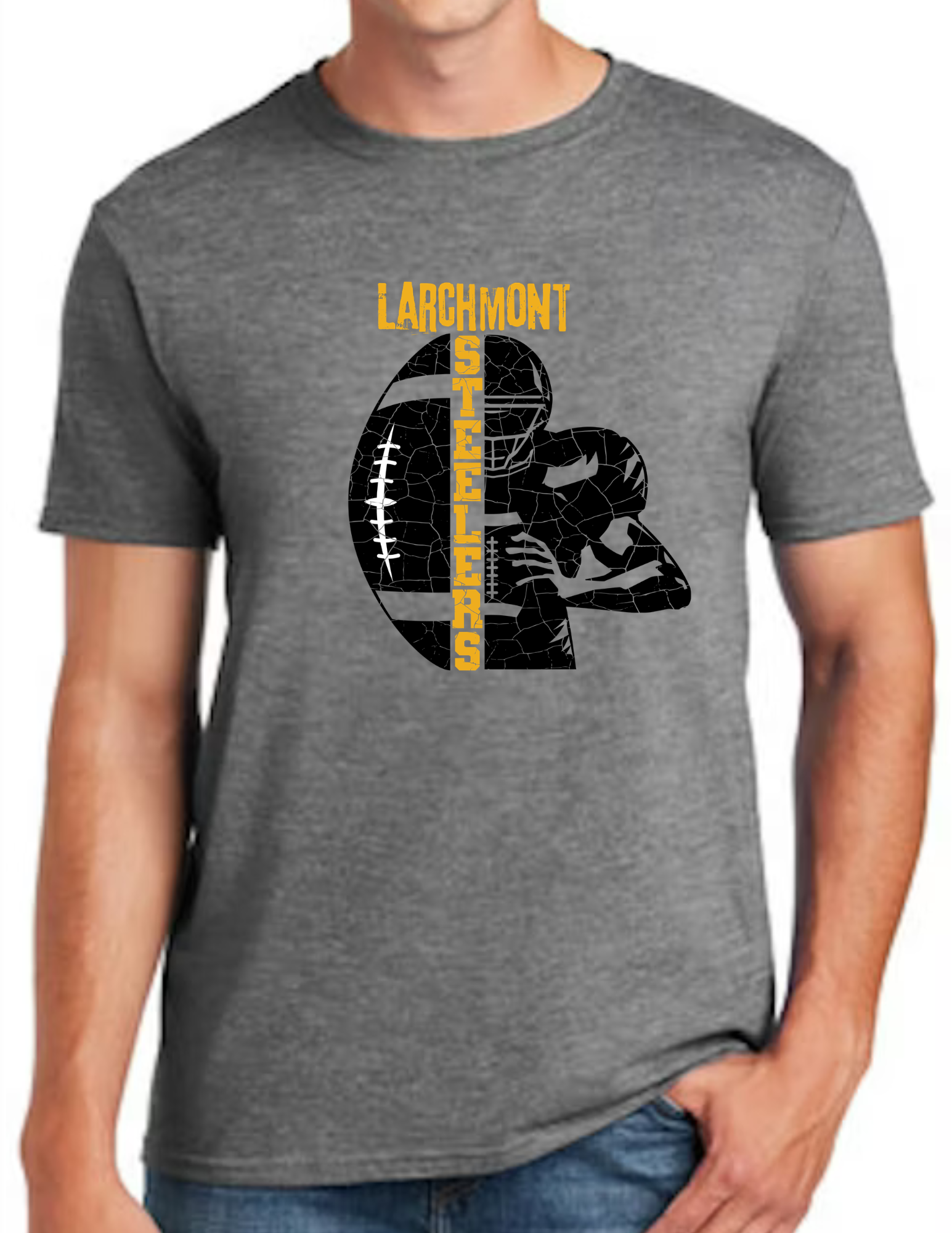 Larchmont Steelers Football & Player Image- Dark Grey