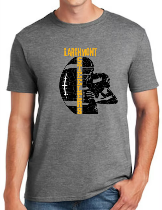 Larchmont Steelers Football & Player Image- Dark Grey (CUSTOMIZED NAME ON BACK)