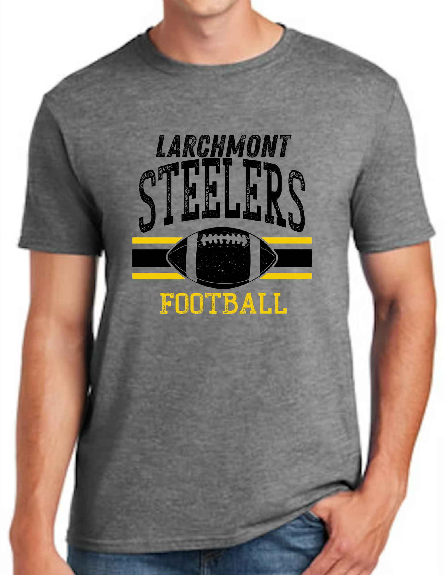Larchmont Steelers Football- Dark Grey (CUSTOMIZED NAME ON BACK)