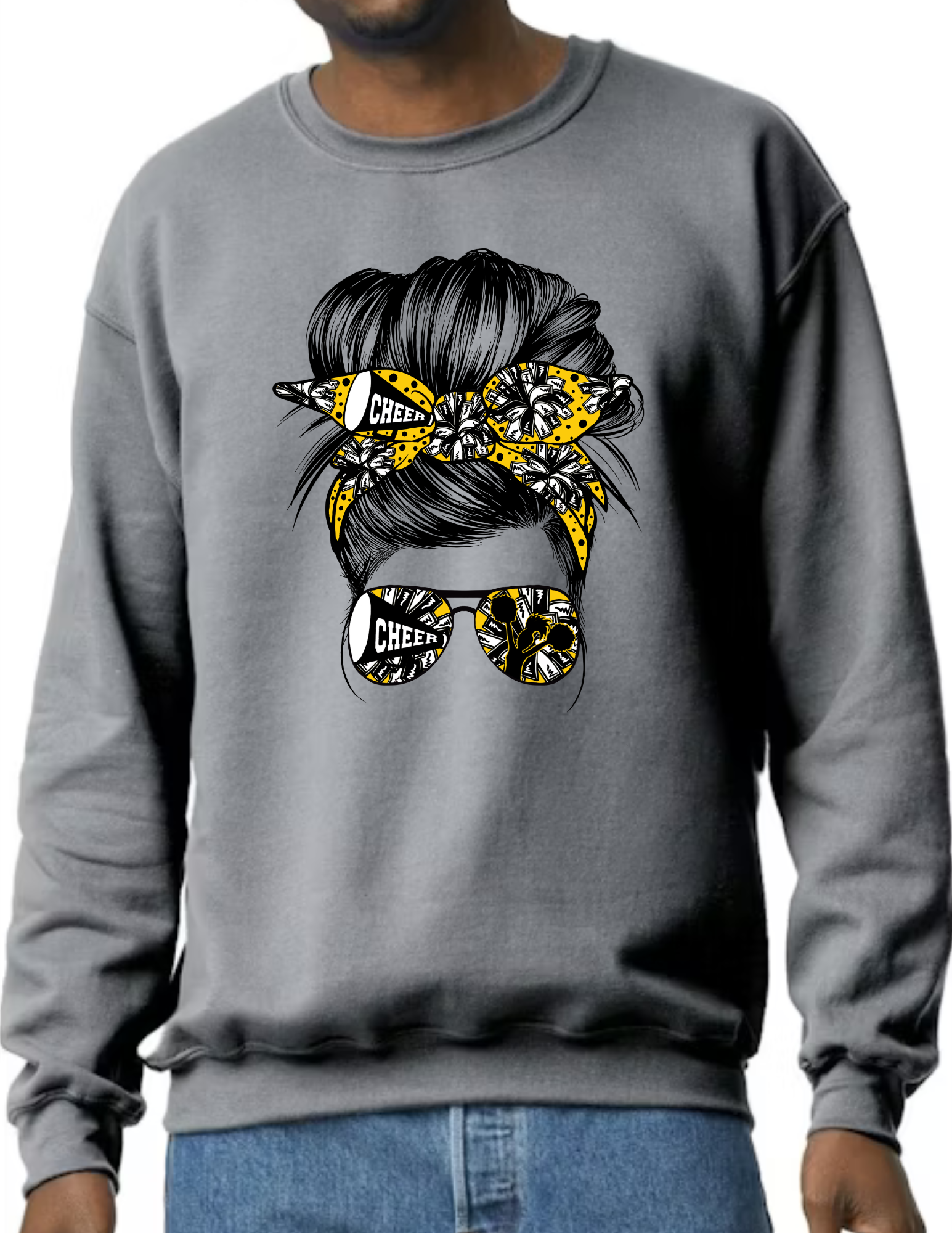 Cheer Mom Messy Bun- Dark Grey (CUSTOMIZED NAME ON BACK)