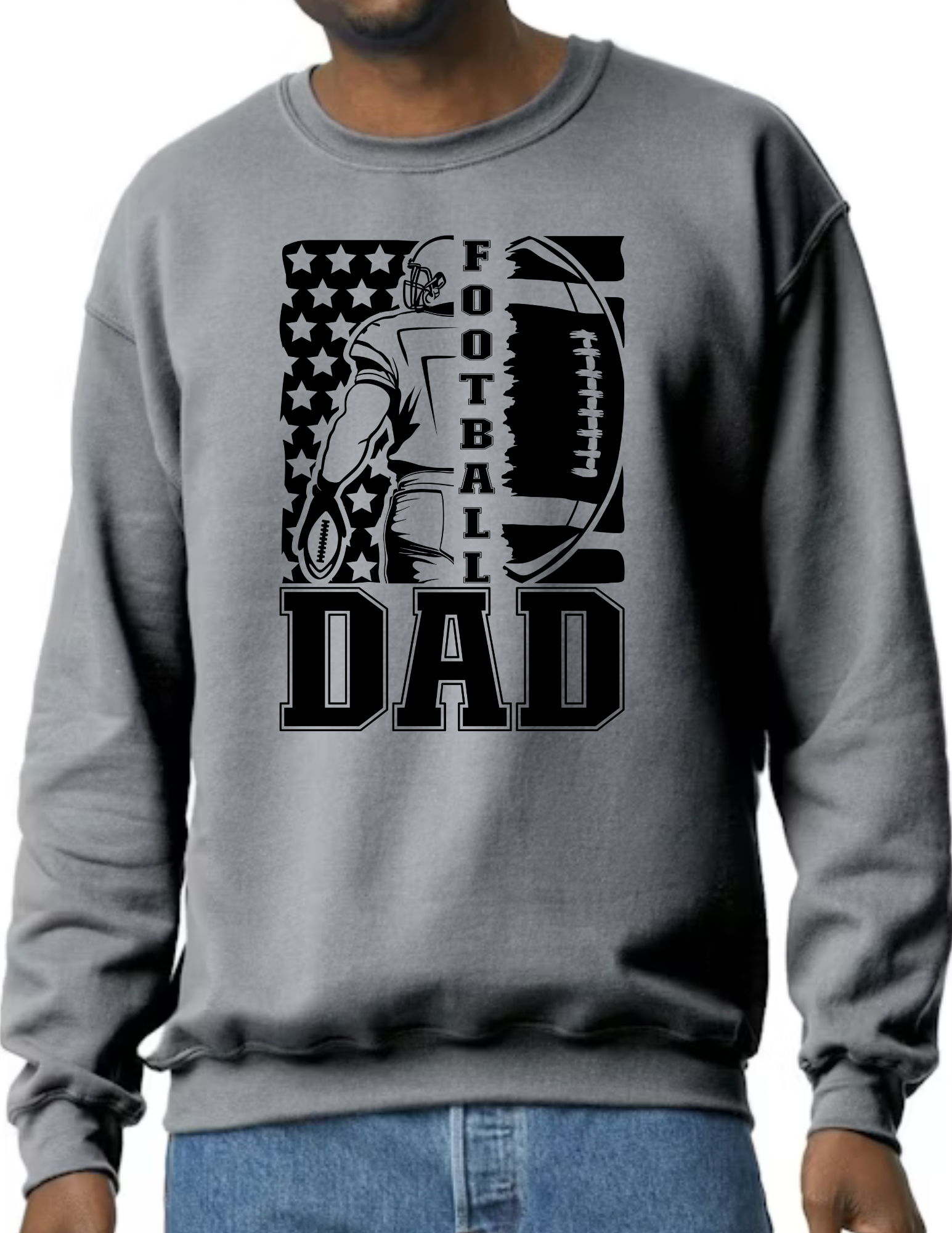 Football Dad Flag- Dark Grey(CUSTOMIZED NAME ON BACK)