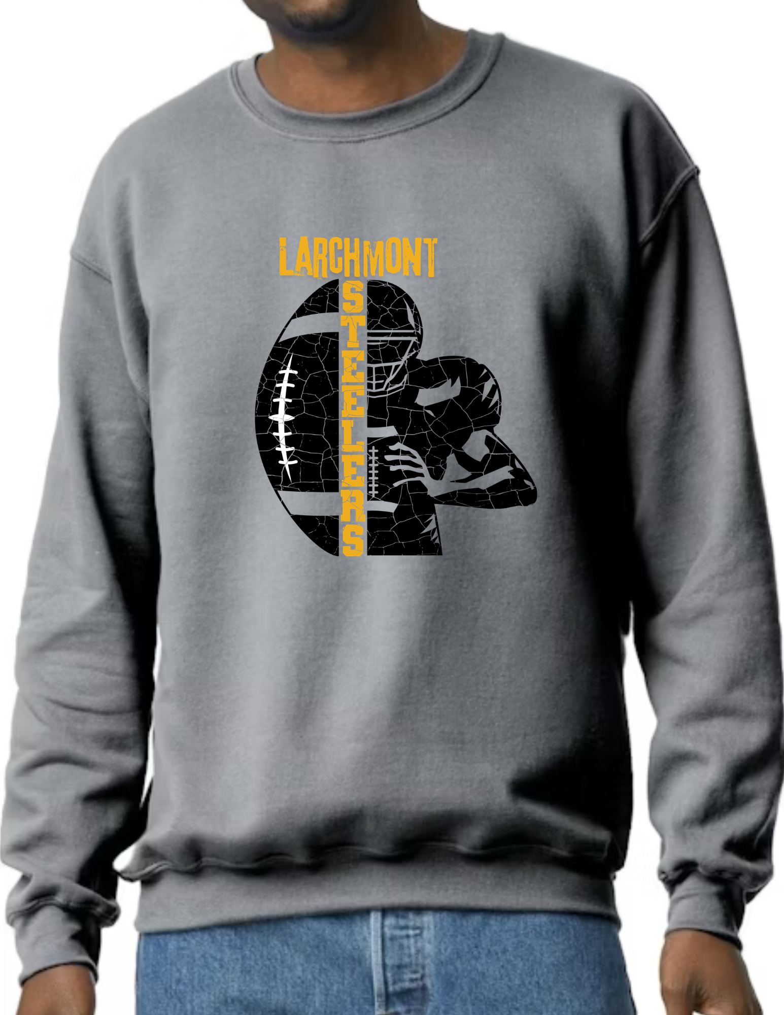Larchmont Steelers Football & Player Image- Dark Grey
