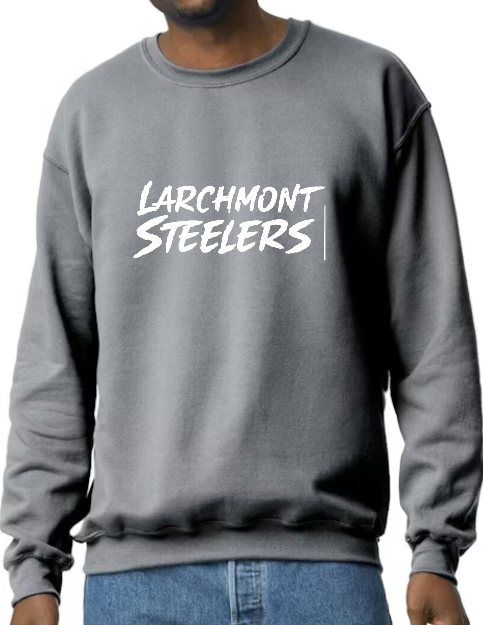 Larchmont Steelers White Font- Dark Grey