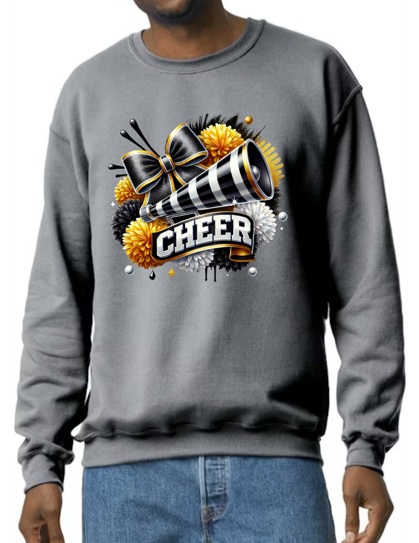 Cheer Cheerleading Design- Dark Grey (CUSTOMIZED NAME ON BACK)