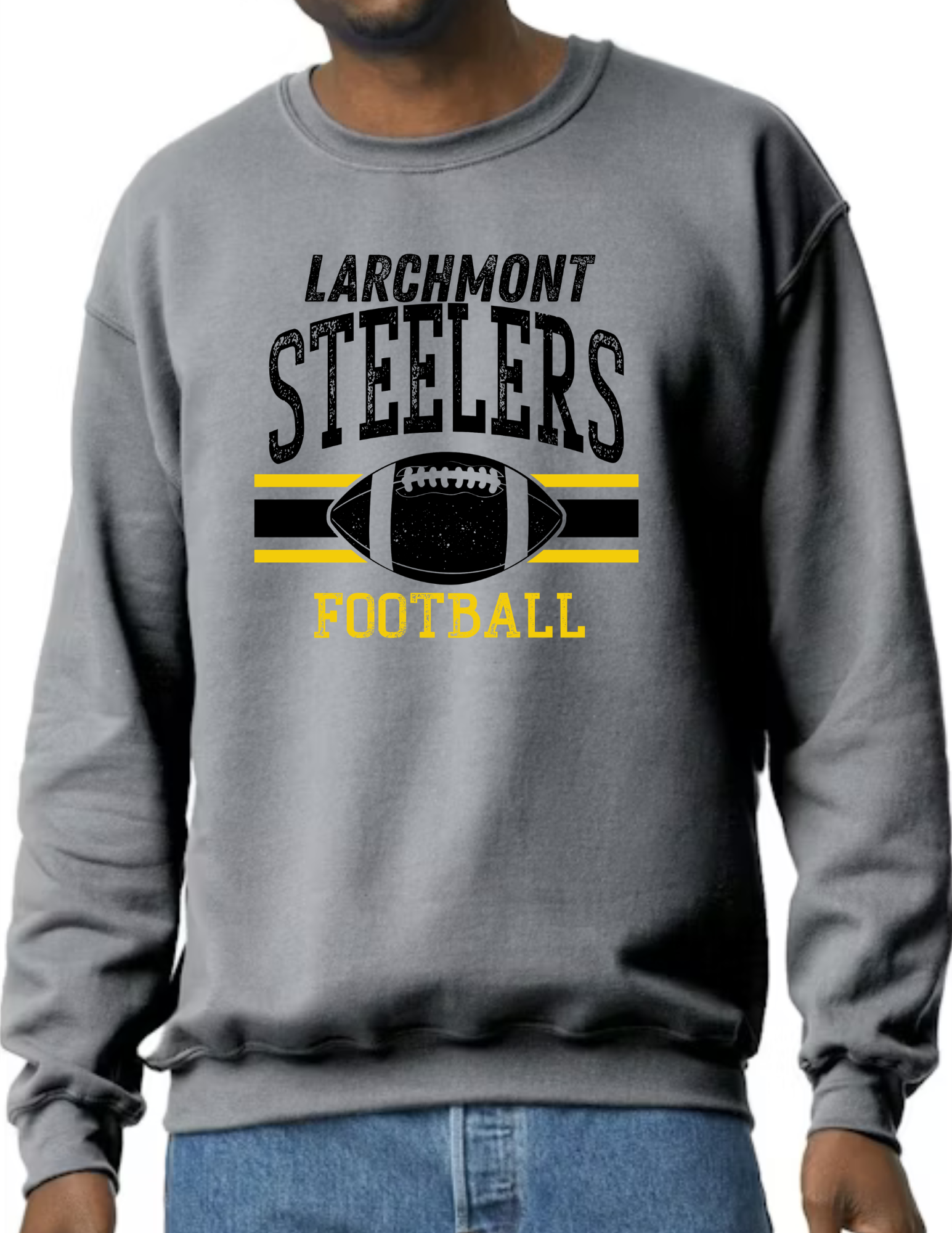 Larchmont Steelers Football- Dark Grey (CUSTOMIZED NAME ON BACK)