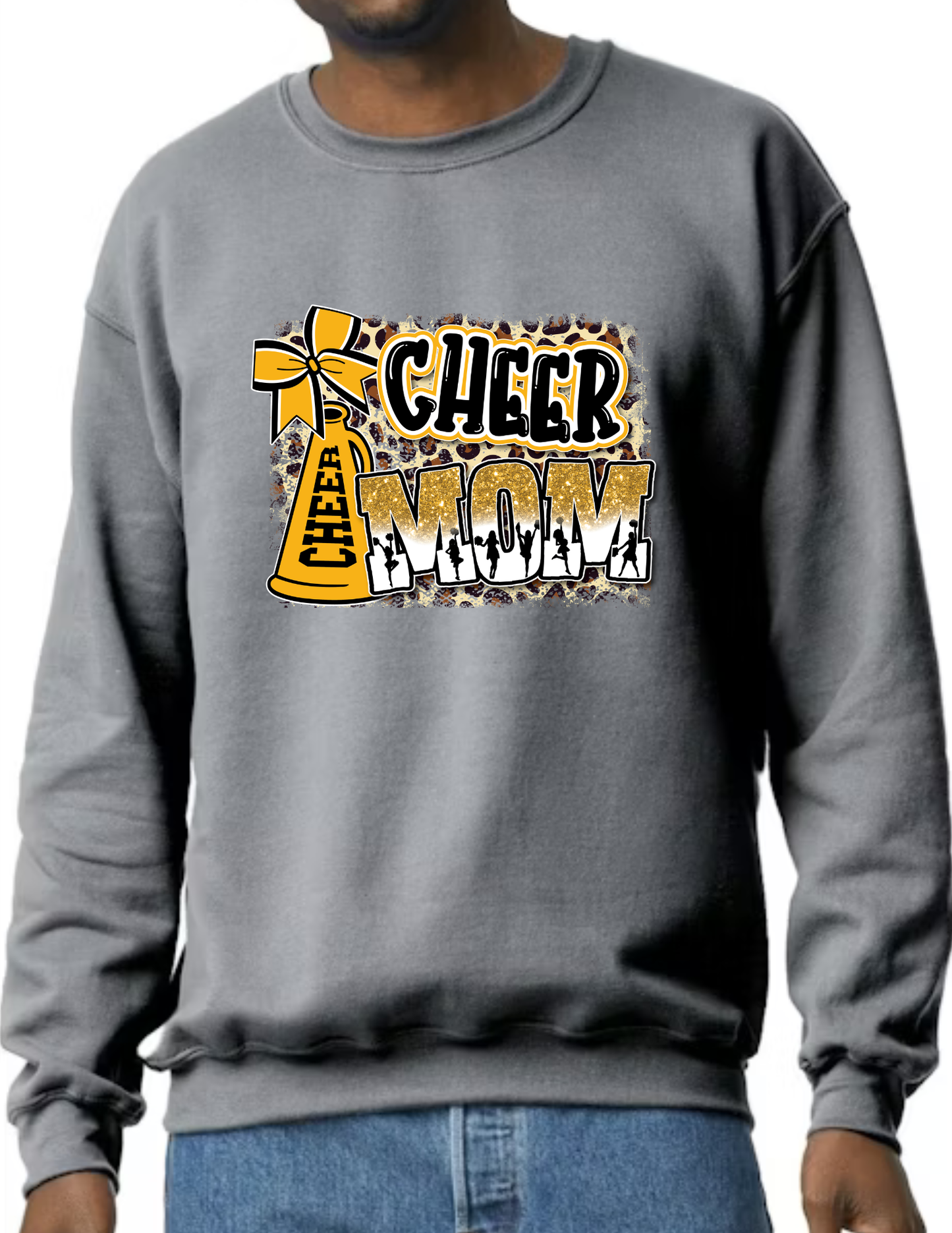 Cheer Mom Cheetah Print- Dark Grey