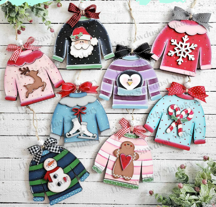Sweater Ornaments (optional gift card holder)- DIY Blank