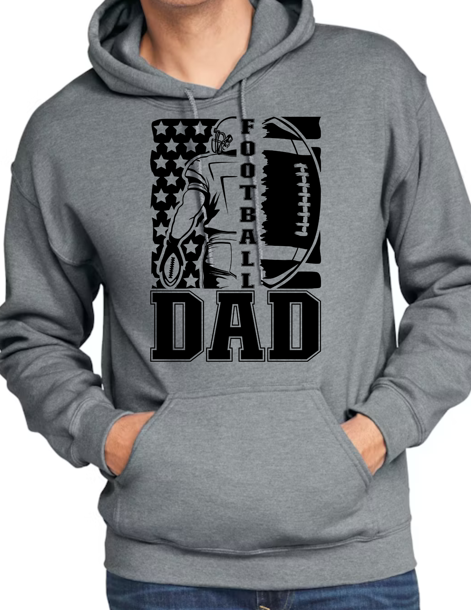 Football Dad Flag- Dark Grey(CUSTOMIZED NAME ON BACK)