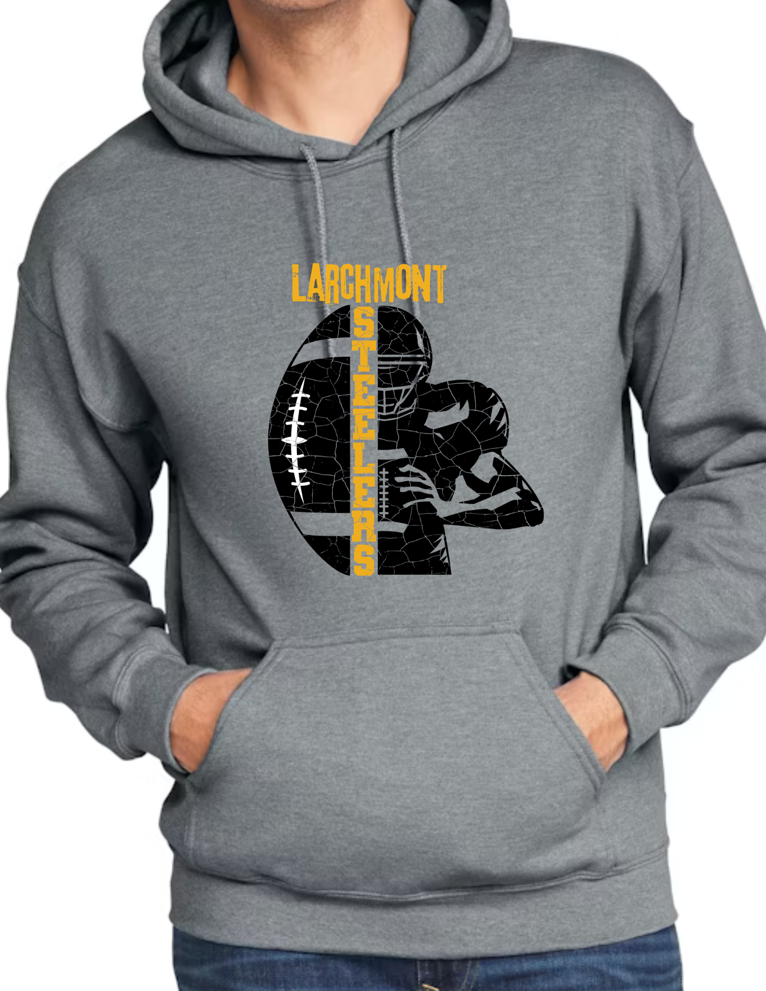 Larchmont Steelers Football & Player Image- Dark Grey