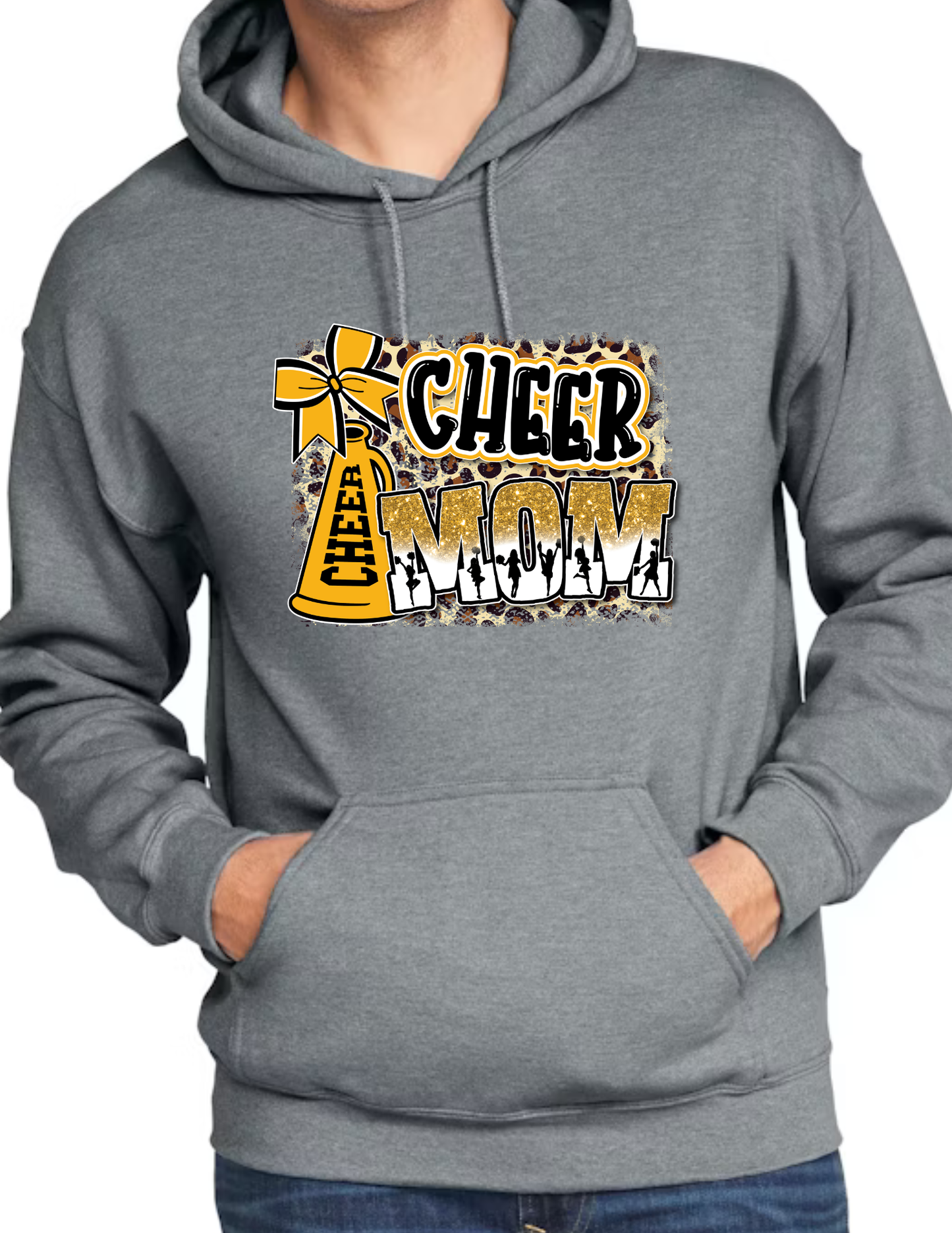 Cheer Mom Cheetah Print- Dark Grey