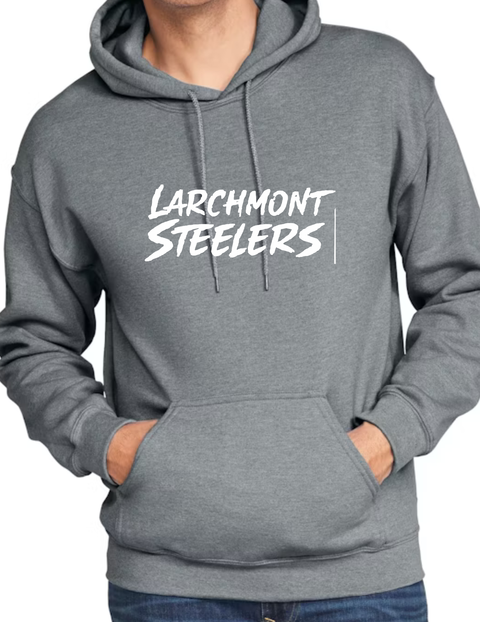 Larchmont Steelers White Font- Dark Grey