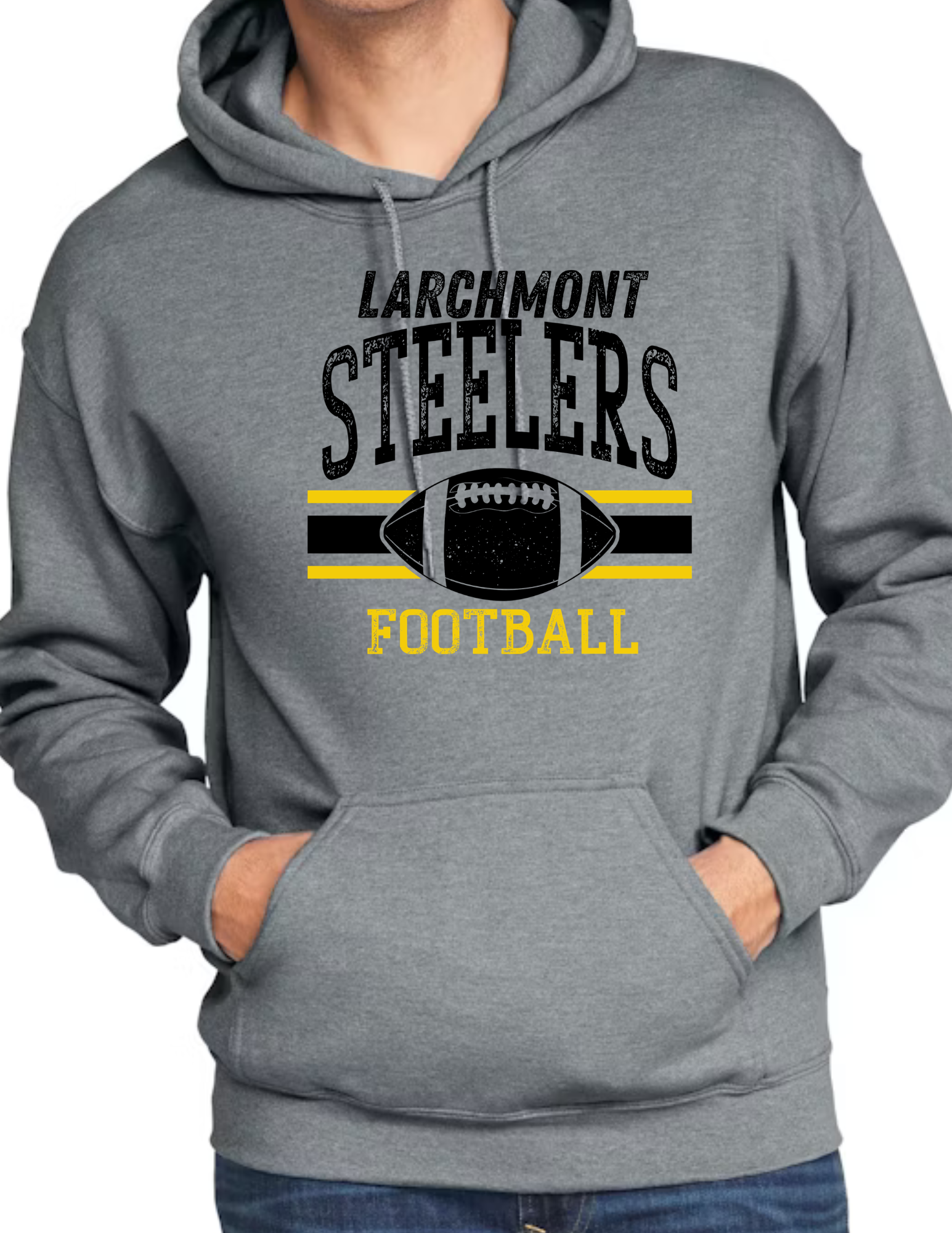 Larchmont Steelers Football- Dark Grey (CUSTOMIZED NAME ON BACK)