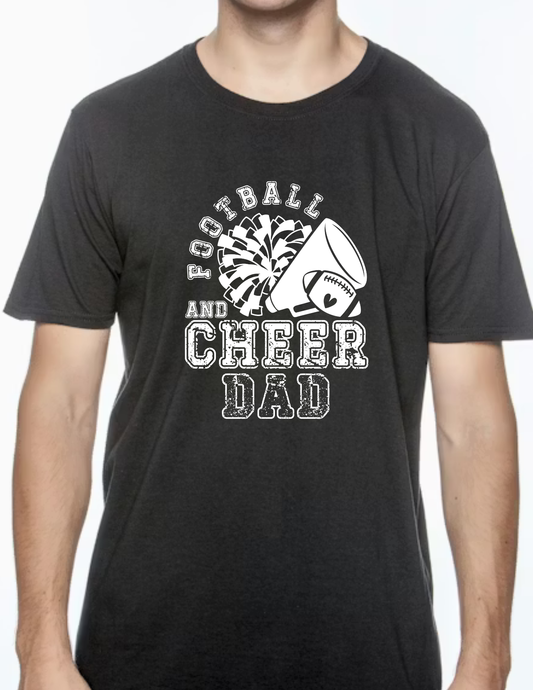 Football & Cheer Dad Throwback, White- Black (CUSTOMIZED NAME ON BACK)