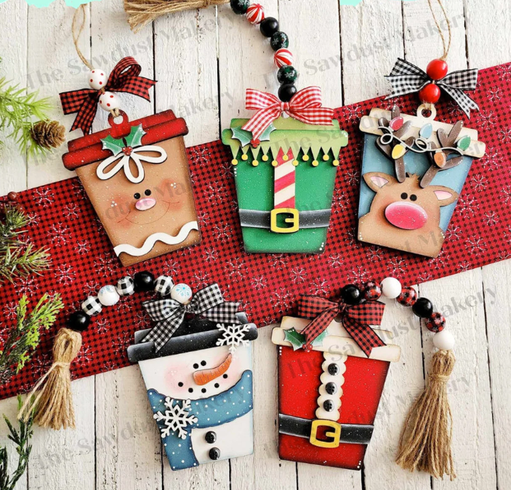 Christmas Latte Ornaments (optional gift card holder)- DIY Blank