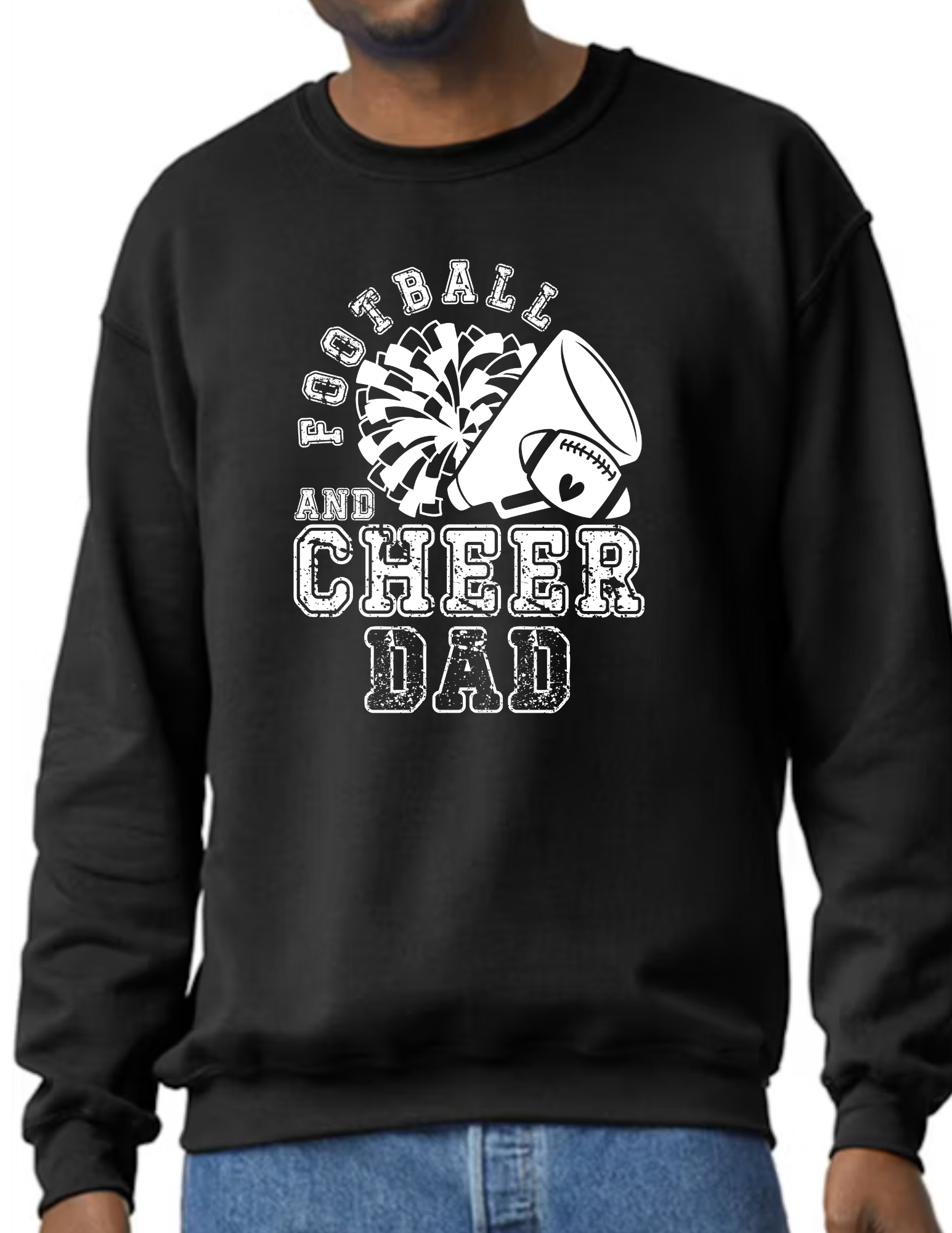 Football & Cheer Dad Throwback, White- Black