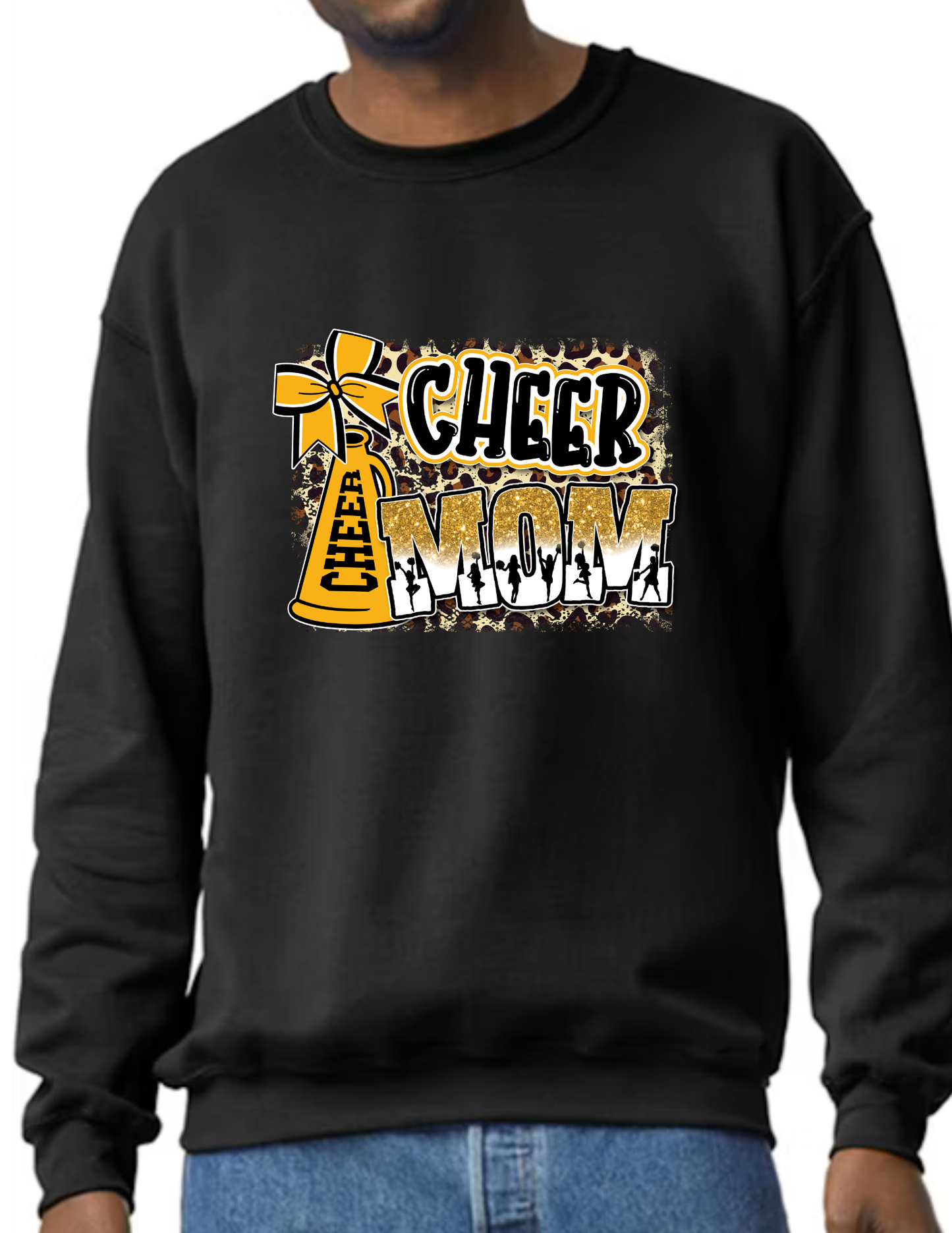 Cheer Mom Cheetah Print- Black (CUSTOMIZED NAME ON BACK)
