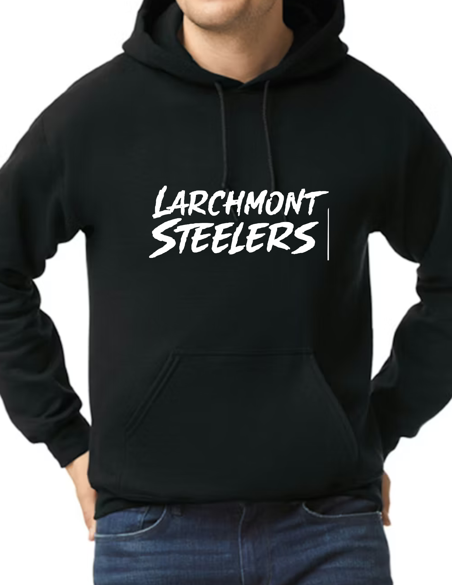 Larchmont Steelers White Font- Black