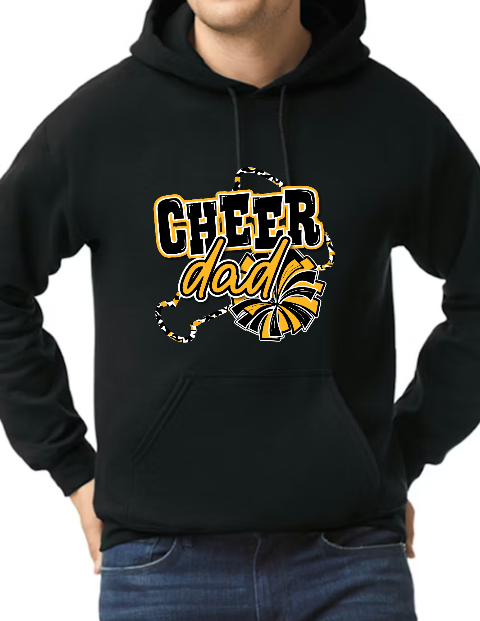 Cheer Dad Megaphone- Black (CUSTOMIZED NAME ON BACK)
