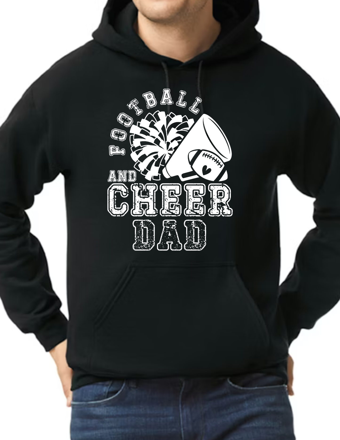 Football & Cheer Dad Throwback, White- Black