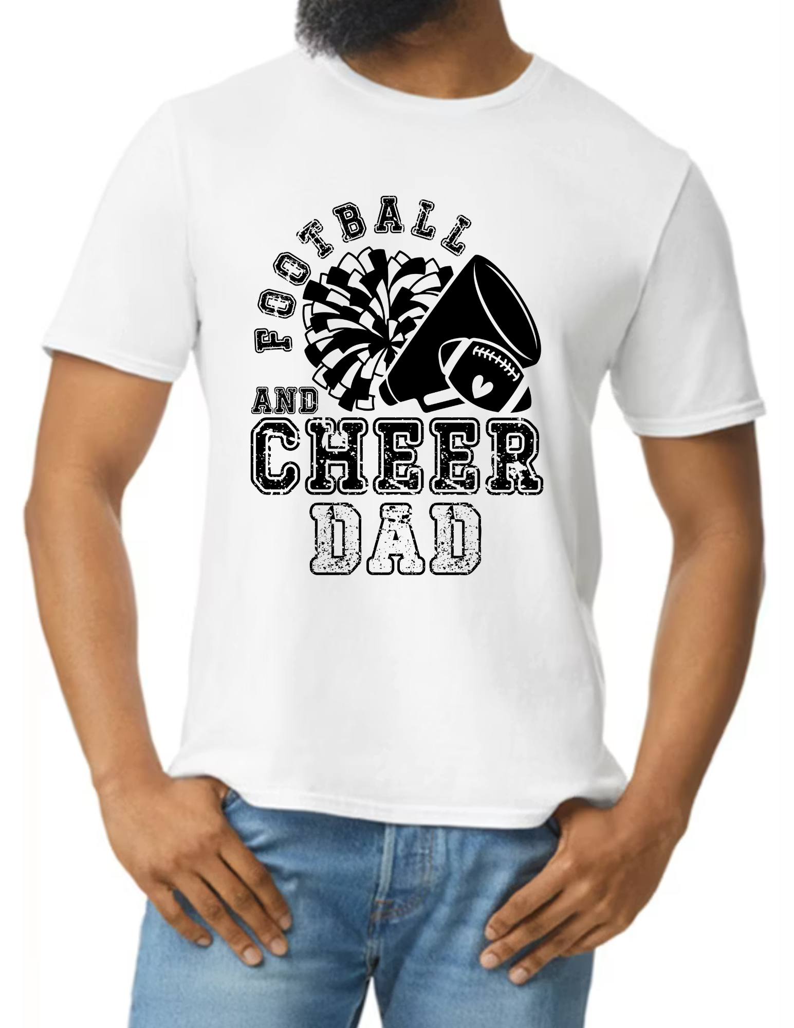 Football & Cheer Dad Throwback, Black- White