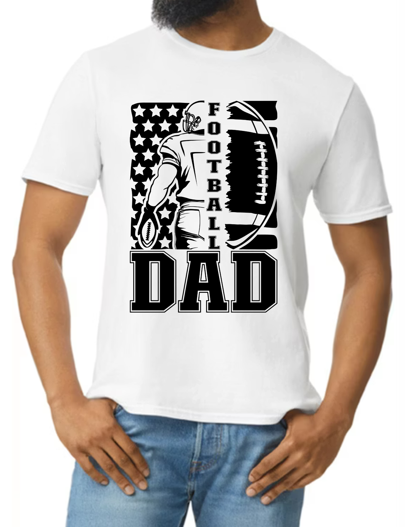 Football Dad Flag- White (CUSTOMIZED NAME ON BACK)
