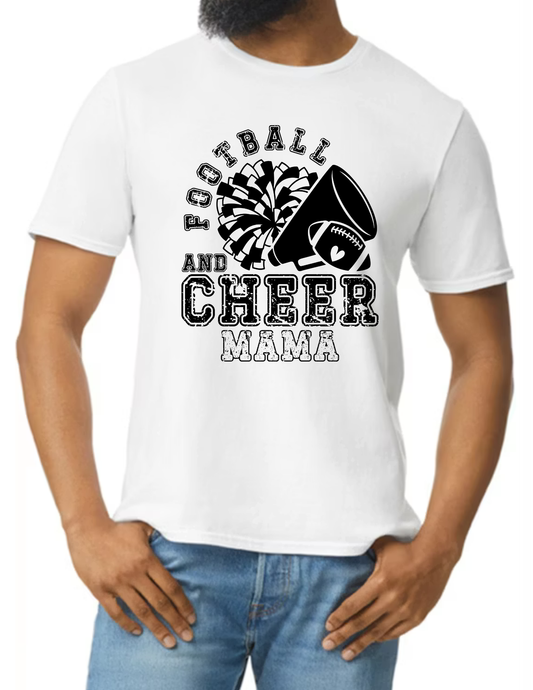 Football & Cheer Mom Throwback, Black- White (CUSTOMIZED NAME ON BACK)