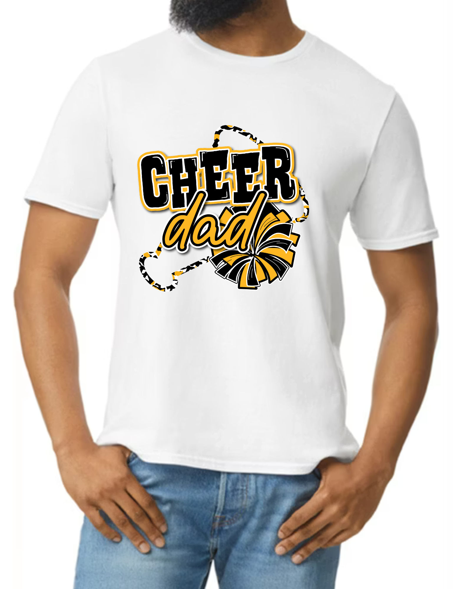 Cheer Dad Megaphone- White (CUSTOMIZED NAME ON BACK)